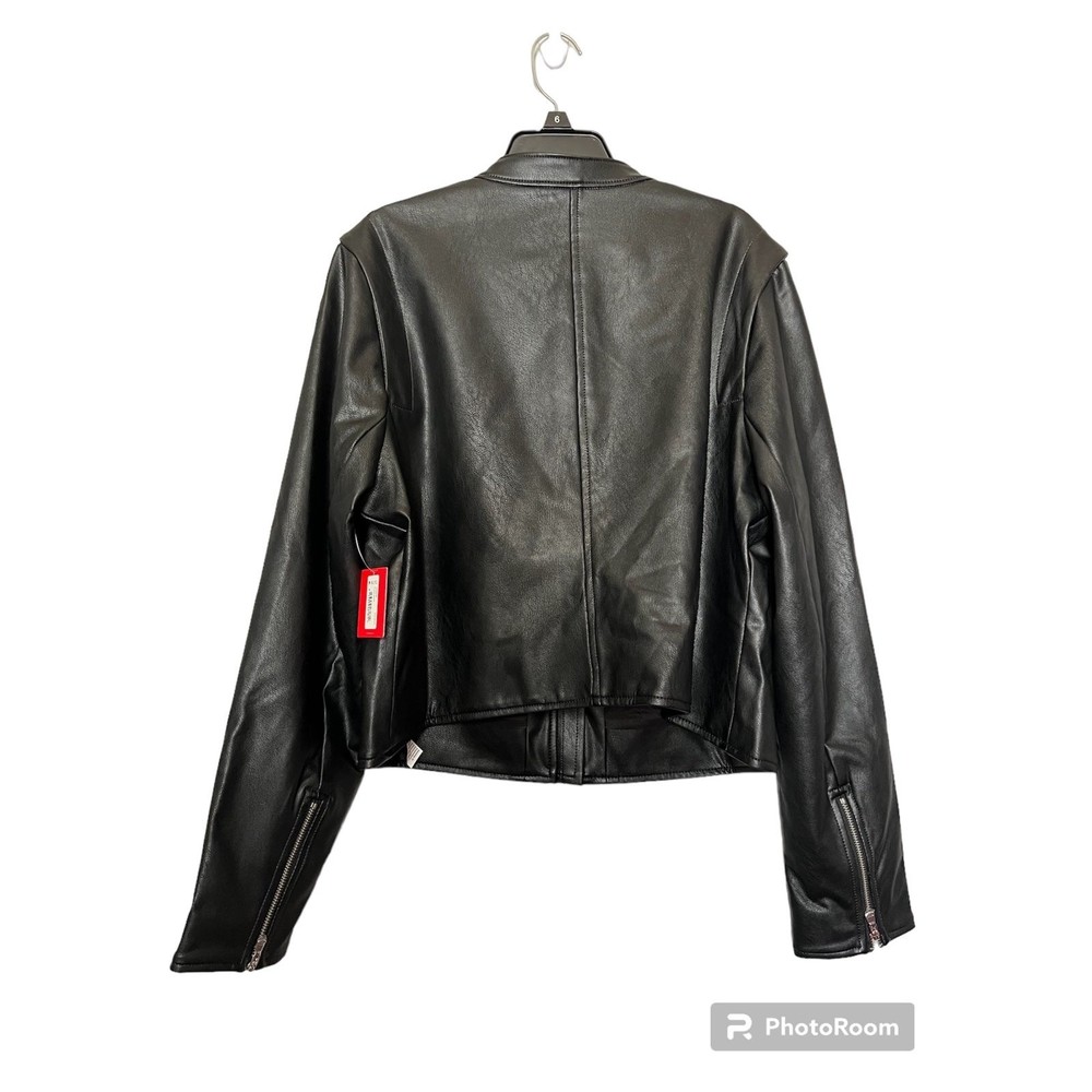 NWT SPANX Leather Like Moto Jacket Black XL - Picture 2 of 9